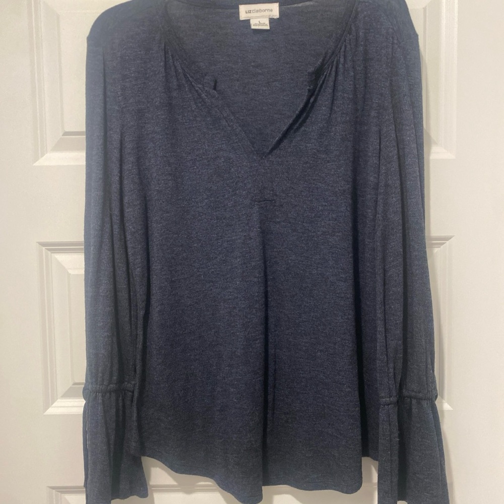 Liz Claiborne Deep Blue V-Neck Blouse